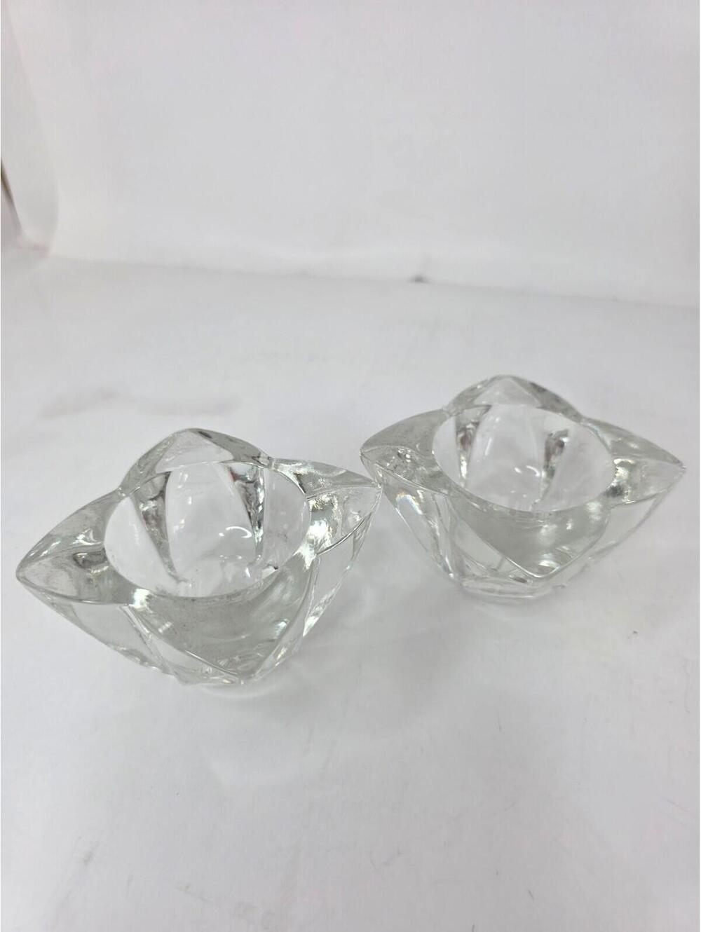 Vintage 2pc. Toscany Classics Crystal Clear Glass Tulip Candlestick or Votive